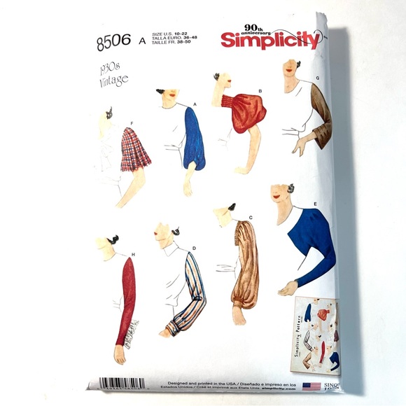 Simplicity 8506 – 1930s Vintage Sleeve Pattern (Uncut) - Picture 1 of 3